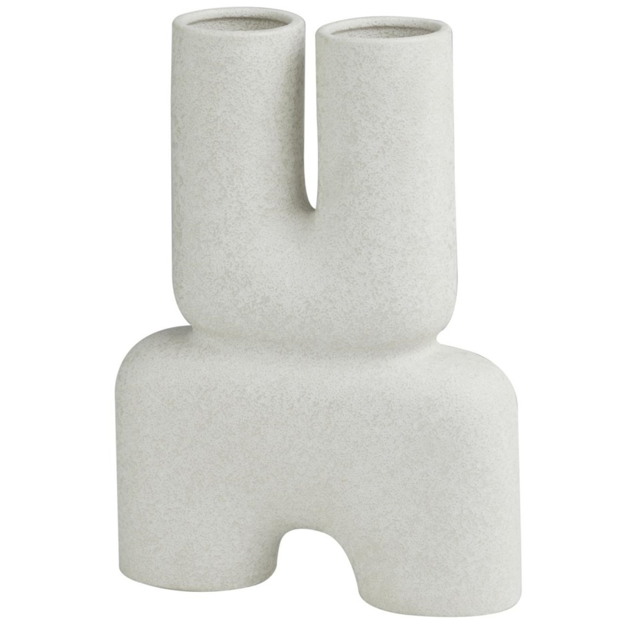 White Ceramic Abstract U-Shaped Vase