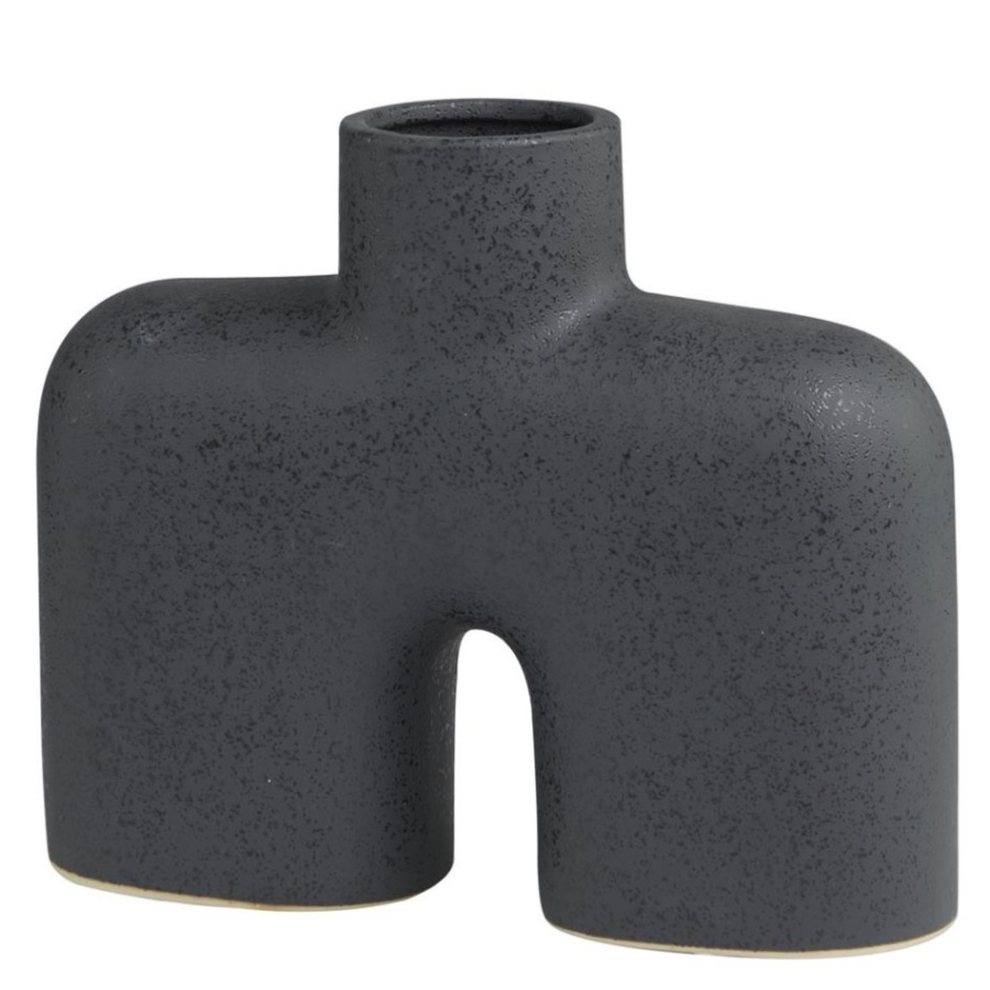 Black Ceramic Abstract Arched Vase