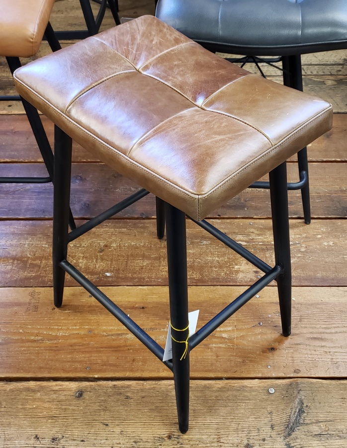 Frankie Brown Leather Counter Stool