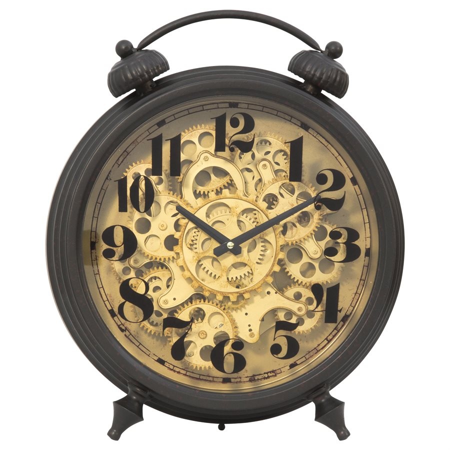 Black & Brass Gear Table Clock