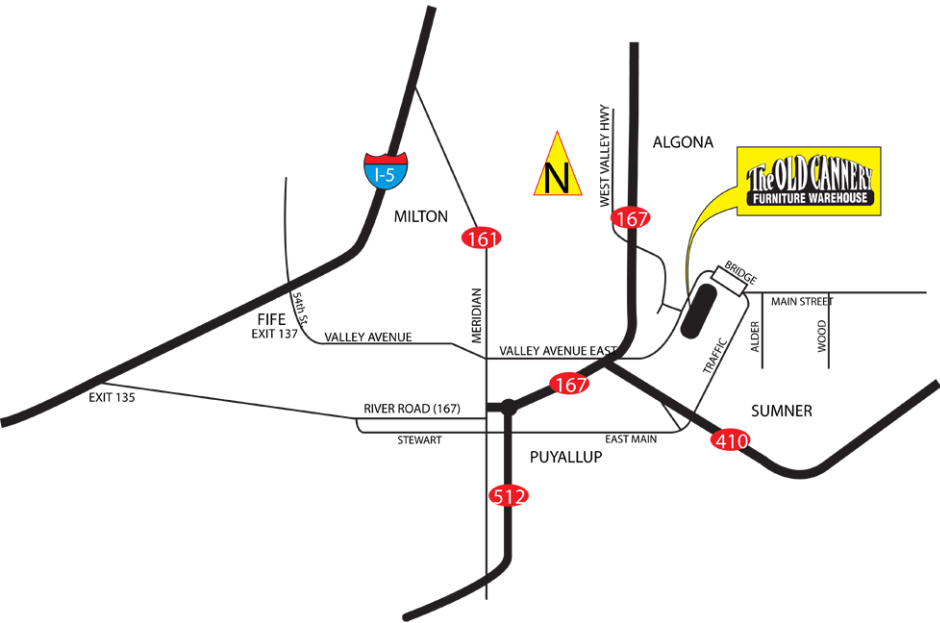 Map to The Old Cannery Furniture Warehouse