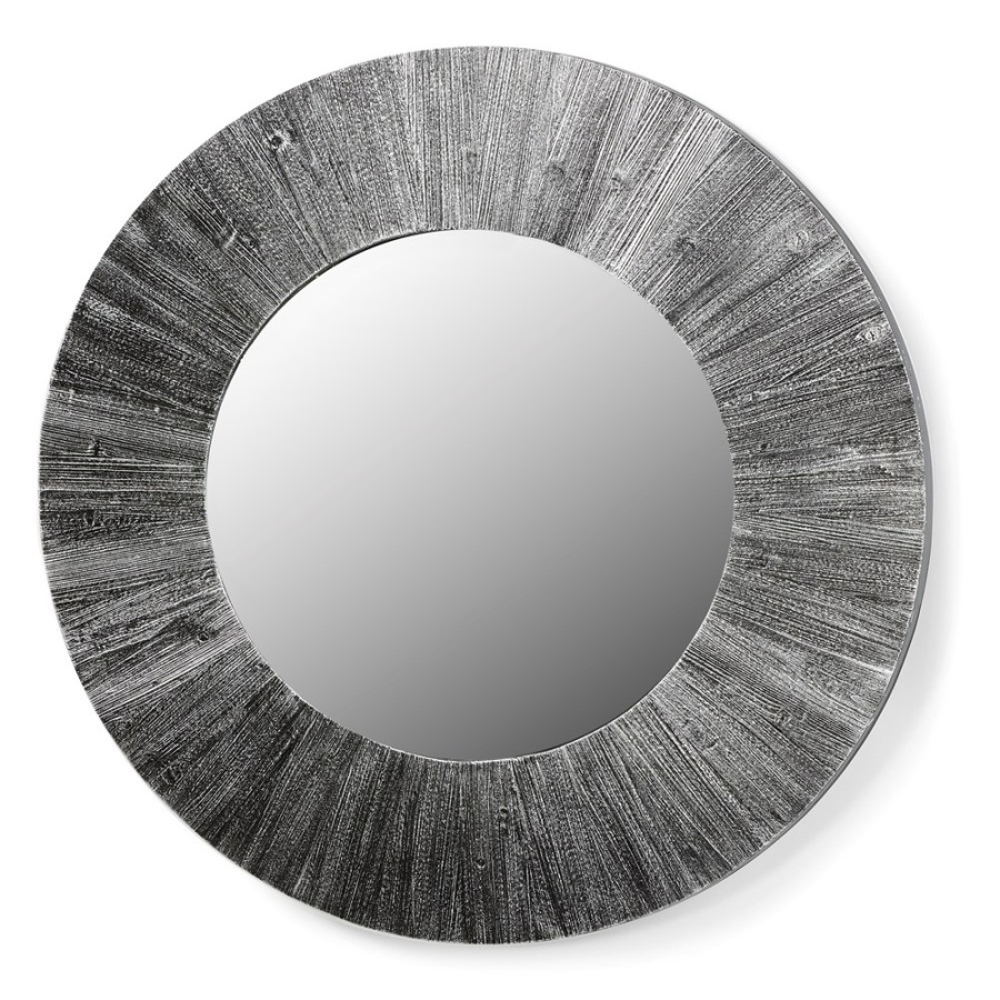 Black & Silver Round Wall Mirror