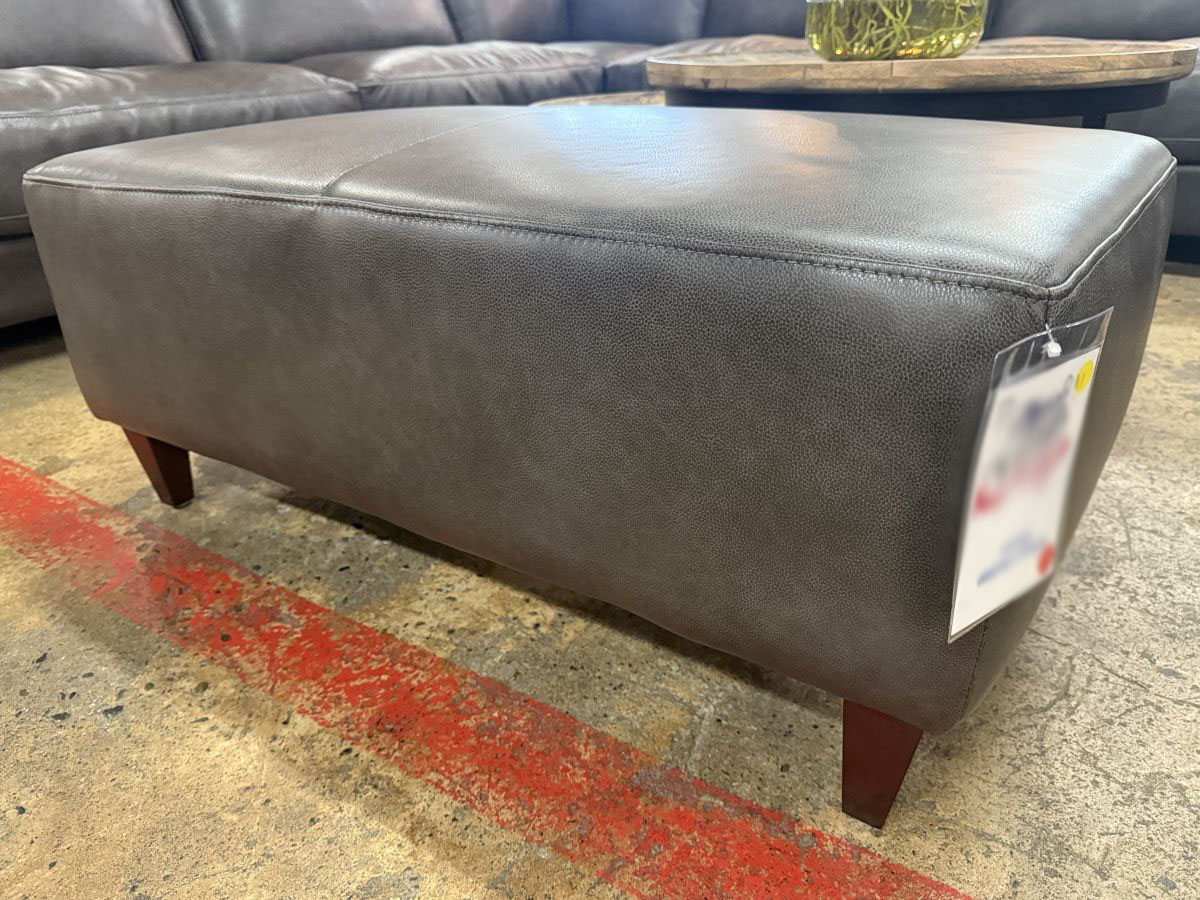 Sundance Charcoal Leather Cocktail Ottoman