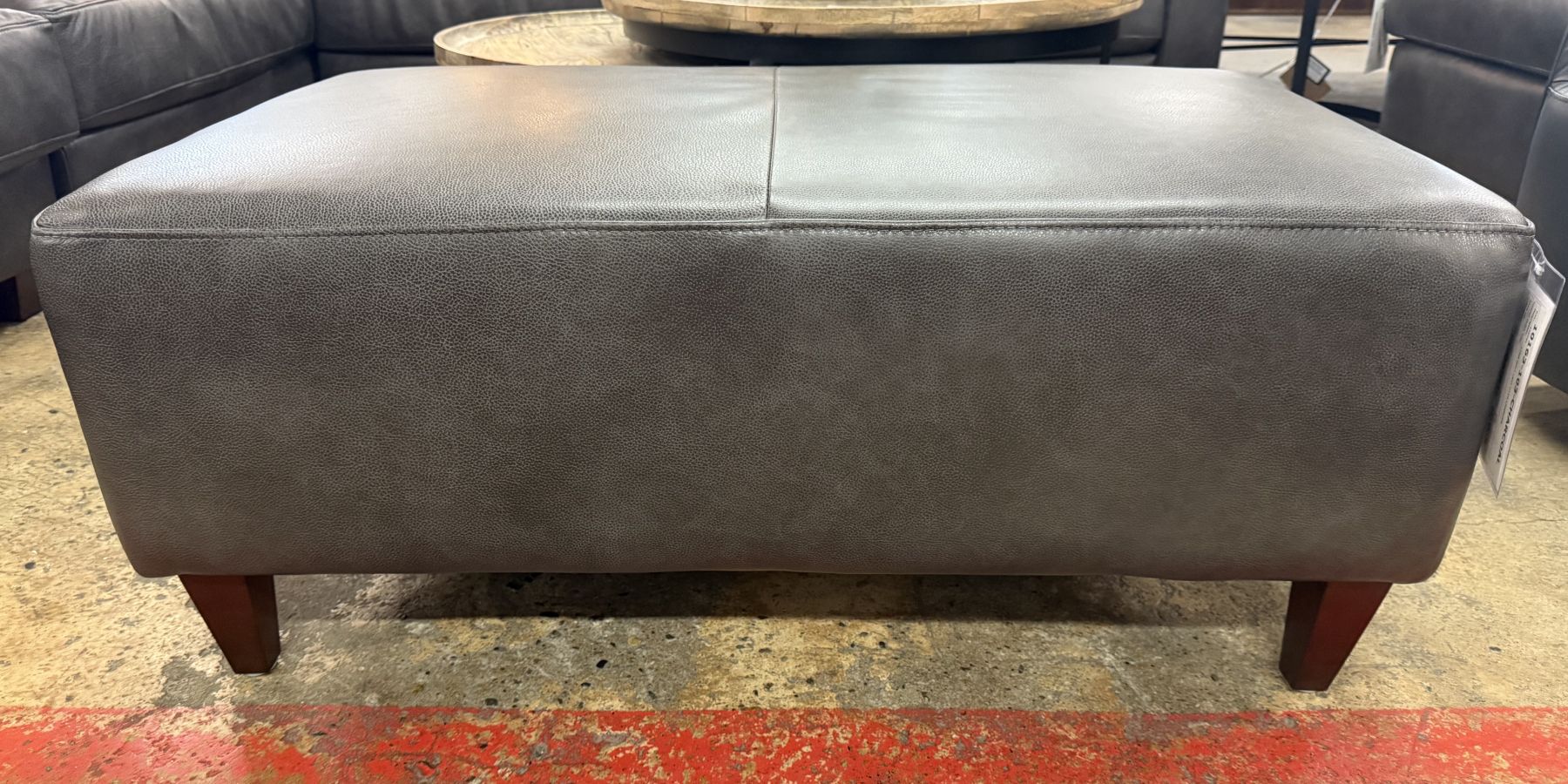 Sundance Charcoal Leather Cocktail Ottoman