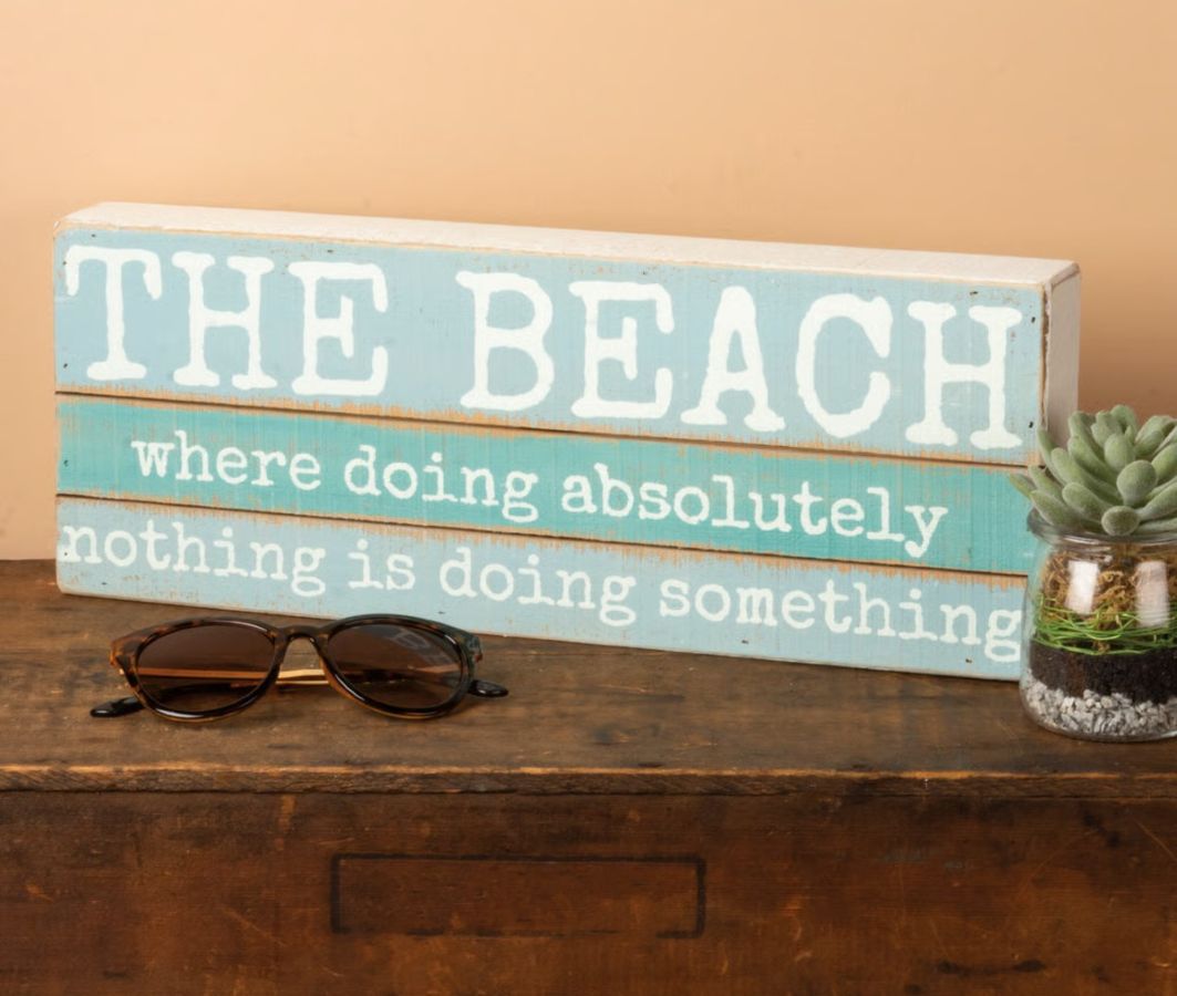 The Beach Slat Box Sign