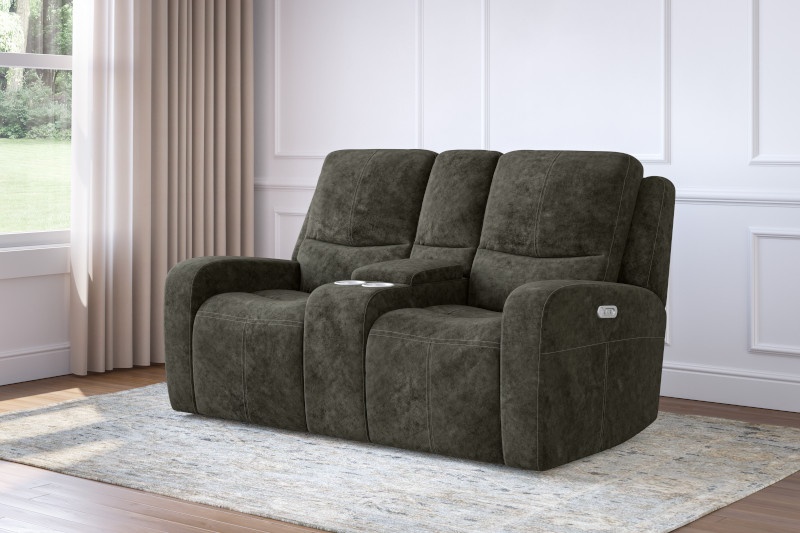 Aiden Power Reclining Loveseat with Console and Power Headrests