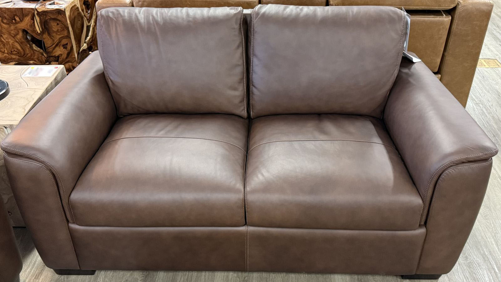 Henry Chocolate Leather Loveseat