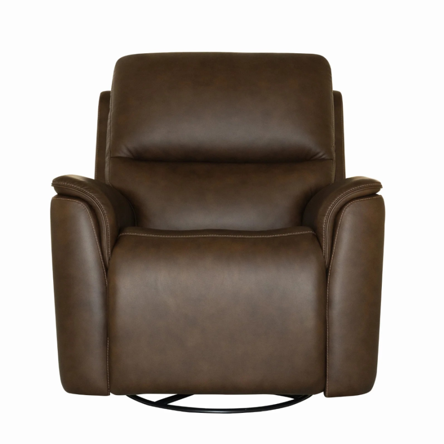 Henry Chocolate Swivel Power Recliner w/ Heat & Massage