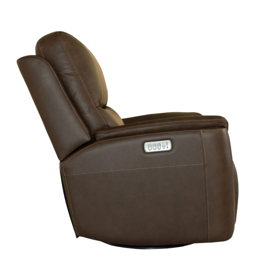 Henry Chocolate Swivel Power Recliner w/ Heat & Massage