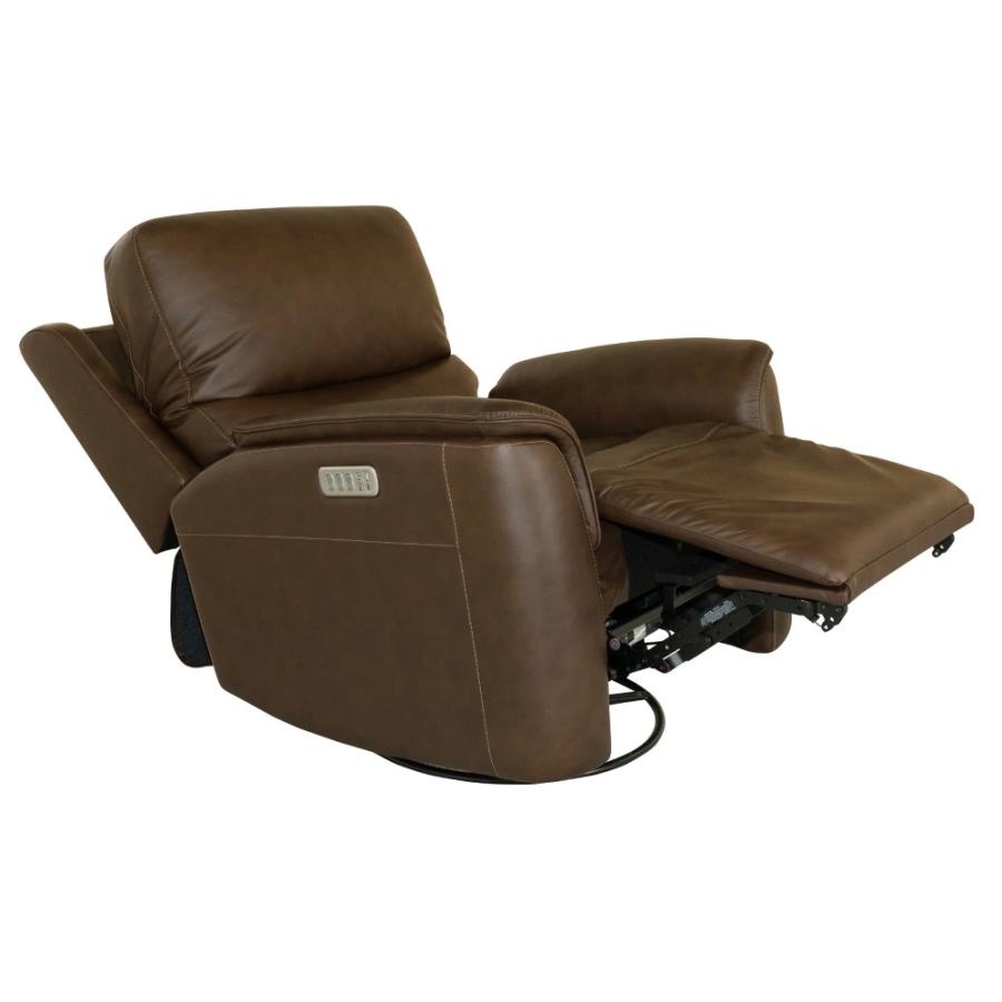 Henry Chocolate Swivel Power Recliner w/ Heat & Massage