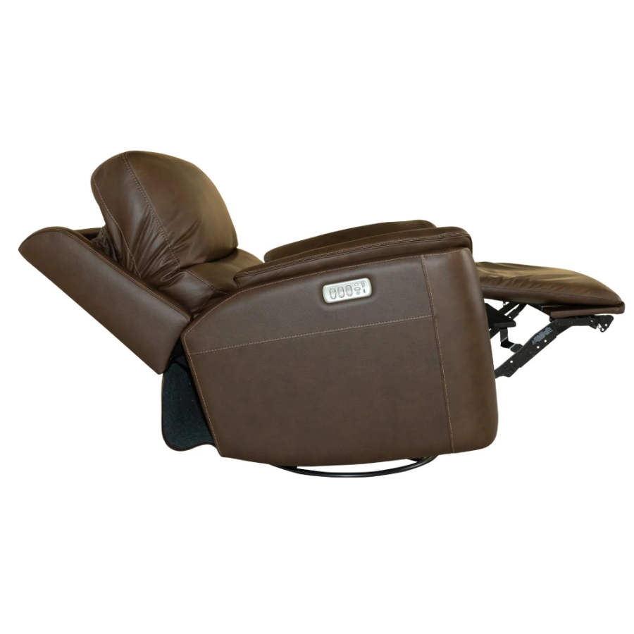 Henry Chocolate Swivel Power Recliner w/ Heat & Massage