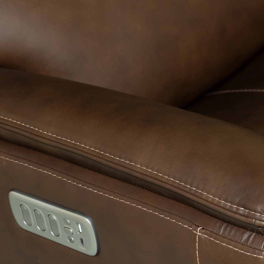 Henry Chocolate Swivel Power Recliner w/ Heat & Massage