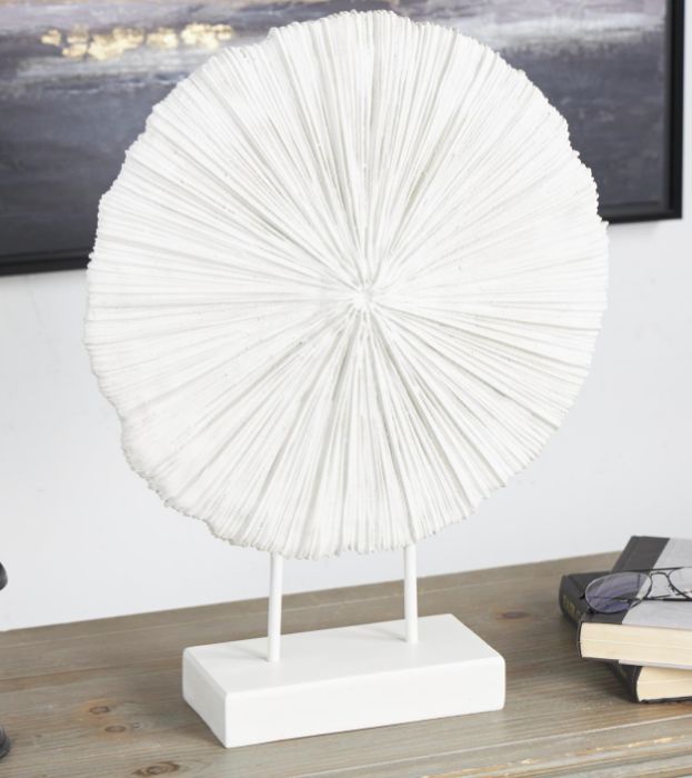 White Resin Coral Sculpture w/ Stand