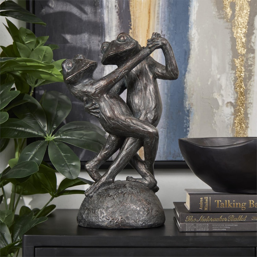 Frogs Dancing on Rock Sculpture