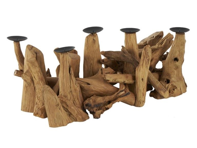 Teak Wood Live Edge Candle Holder