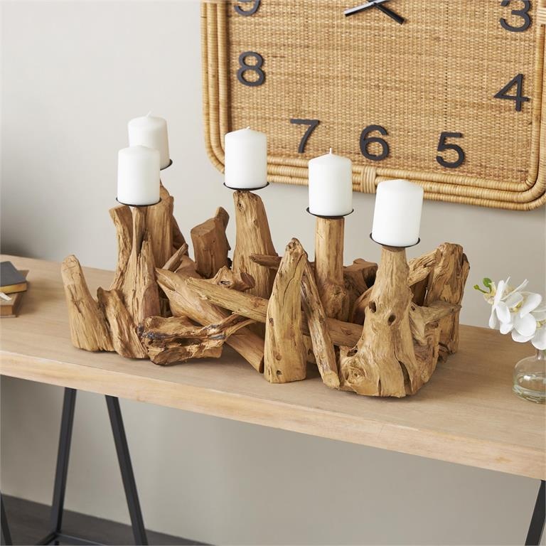 Teak Wood Live Edge Candle Holder