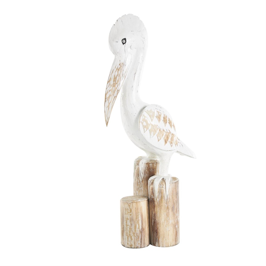 Wood Pelican Sculpture