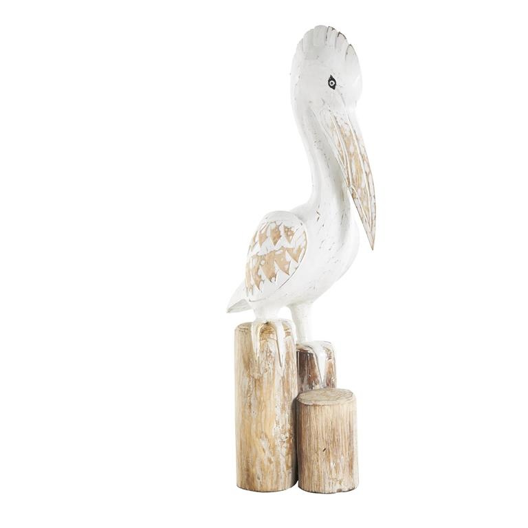Wood Pelican Sculpture