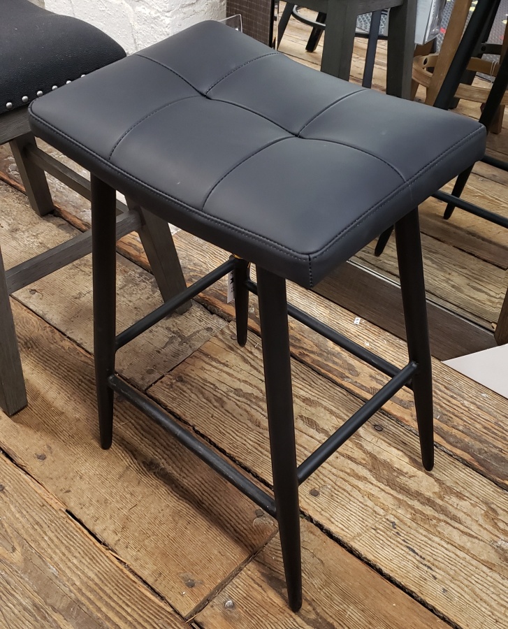 Frankie Black Leather Counter Stool