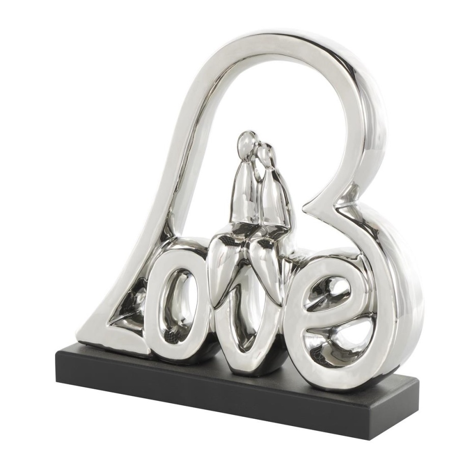 Silver Ceramic Love Sculpture