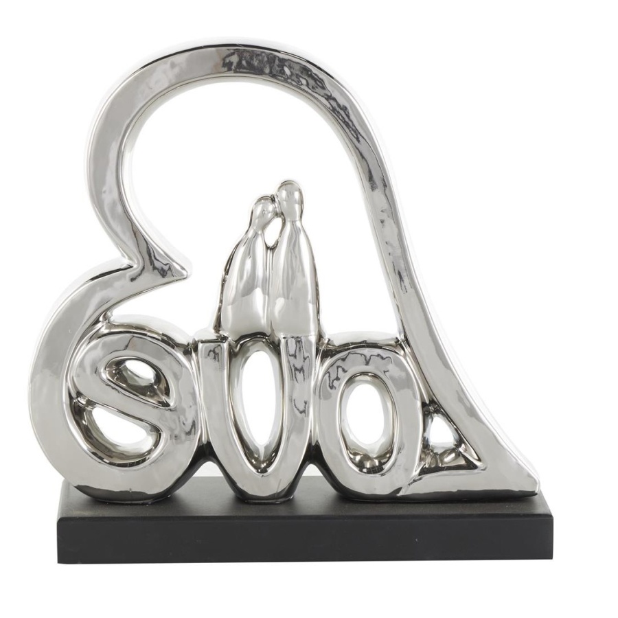 Silver Ceramic Love Sculpture