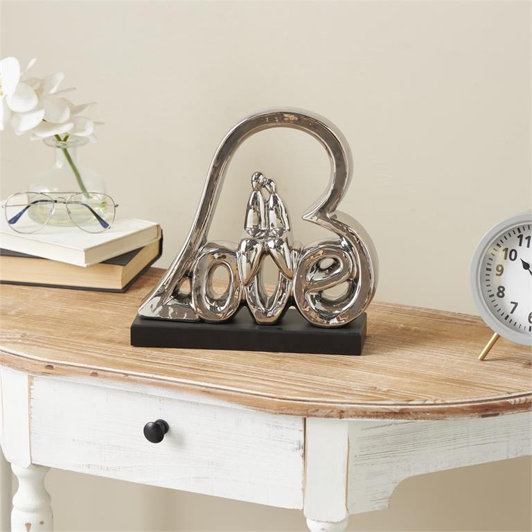 Silver Ceramic Love Sculpture