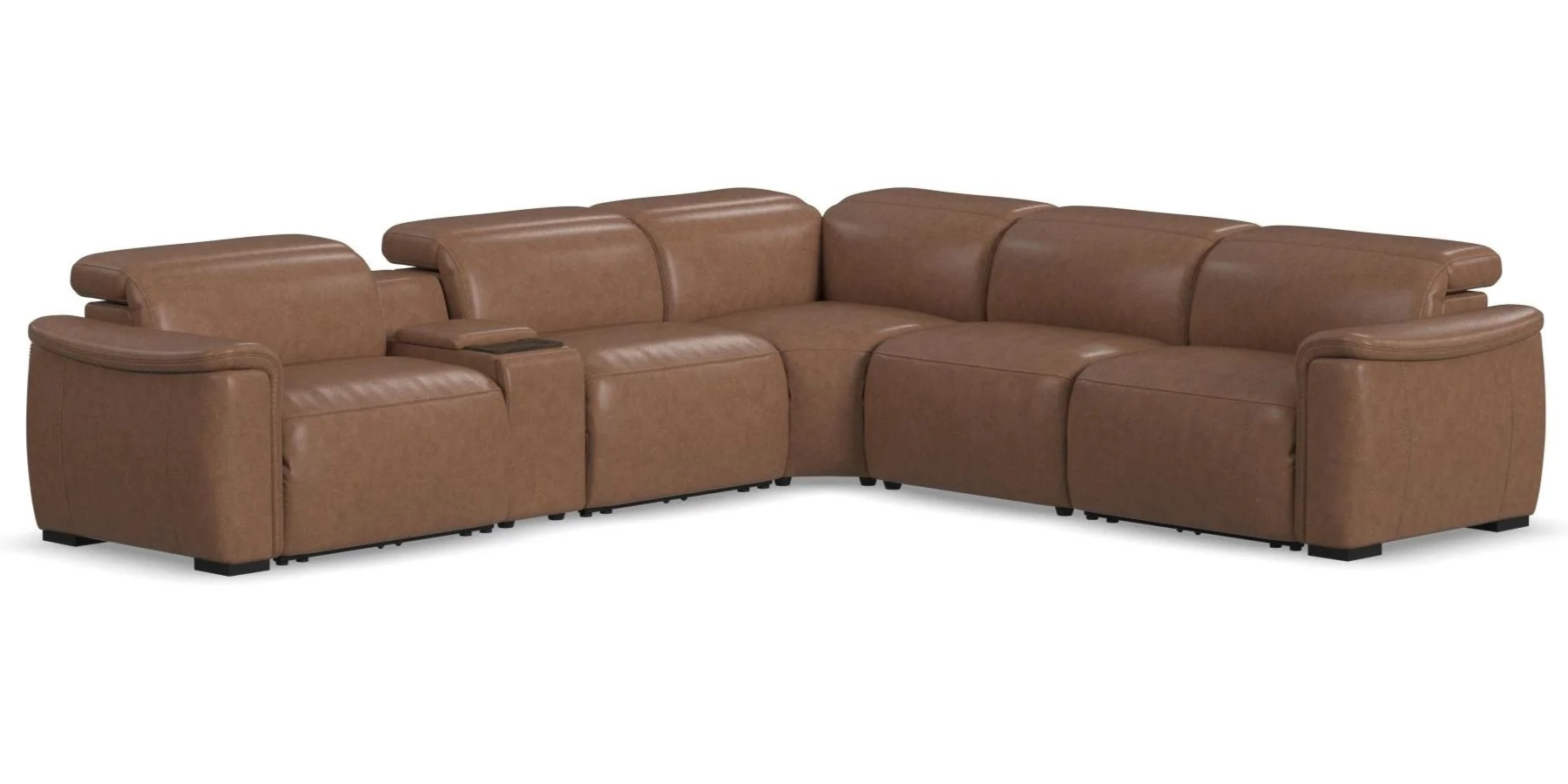 Camden Dusty Taupe 6Pc Leather Power Sectional