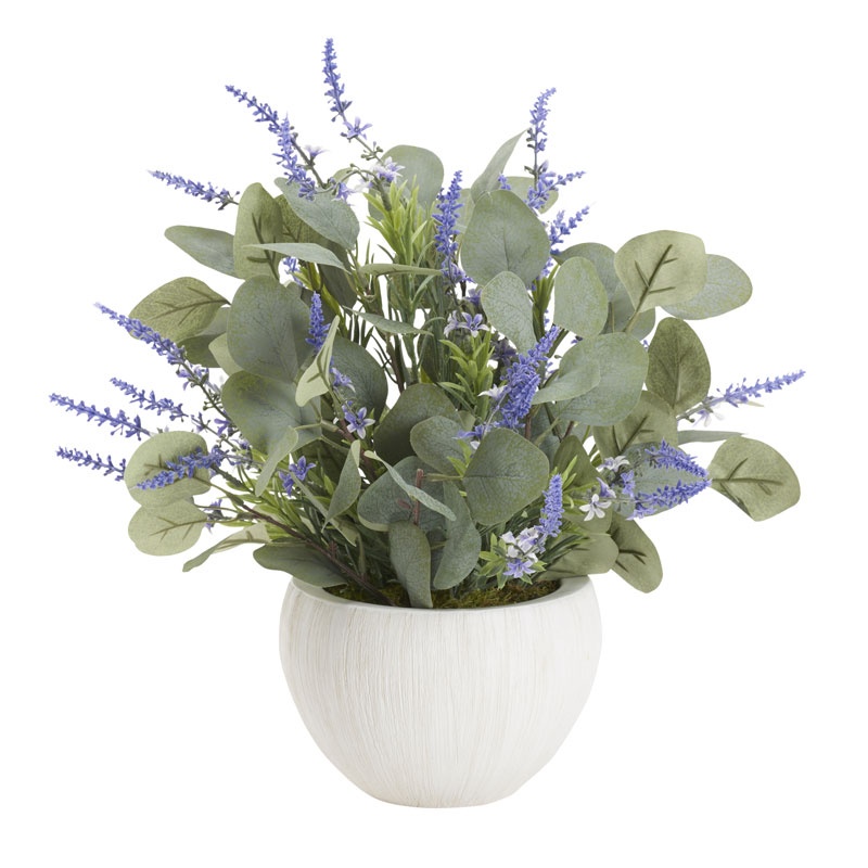Lavender and Eucalyptus in Small White Ezra Bowl