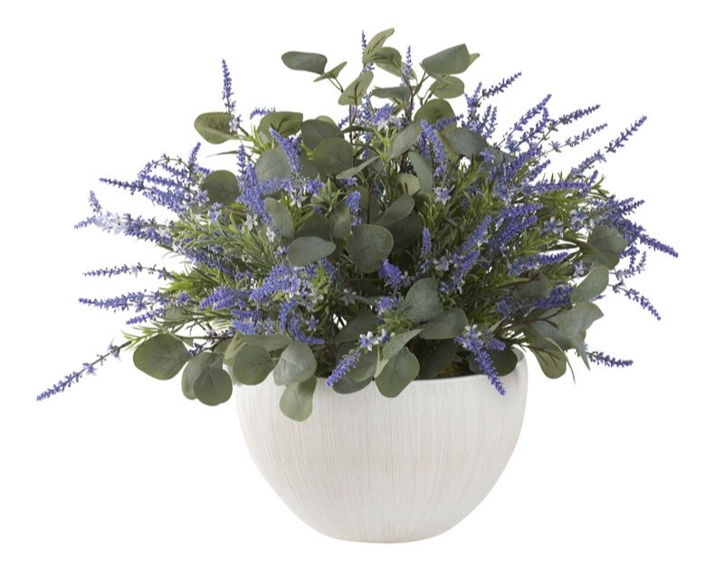 Lavender and Eucalyptus in Large White Ezra Bowl