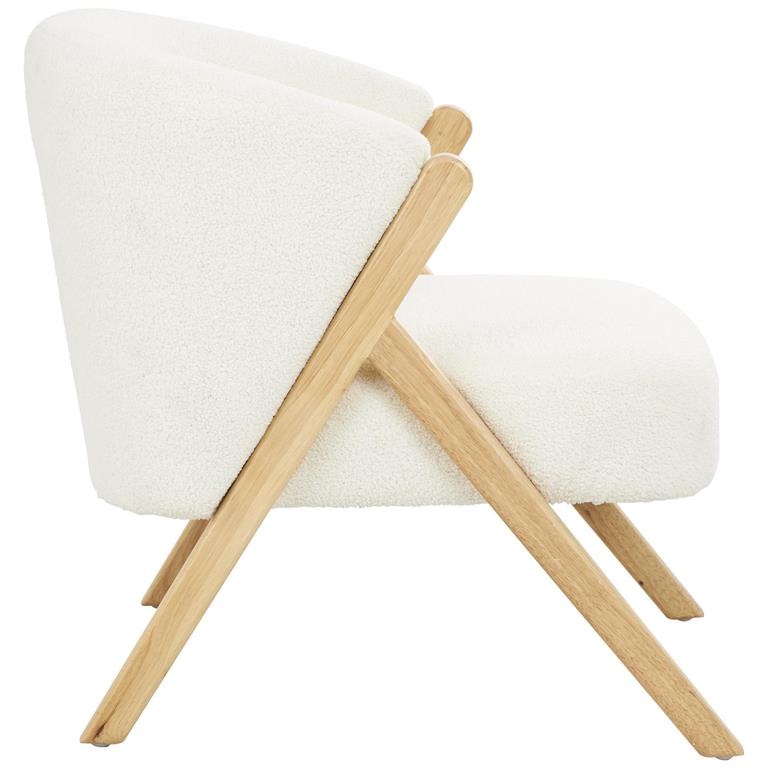 White Polyester Boucle Accent Chair