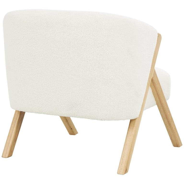 White Polyester Boucle Accent Chair