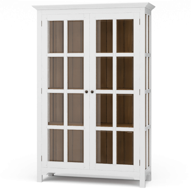 Aries Glass Door Bookcase - Architectural White & Driftwood