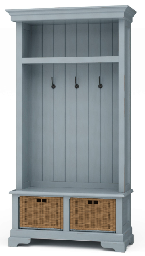 Homestead Hallstand w/ Rattan Baskets - Ocean Blue