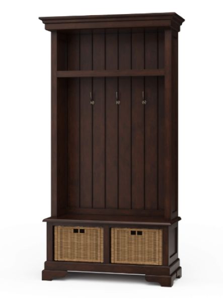 Homestead Hallstand w/ Rattan Baskets - Teak Brown