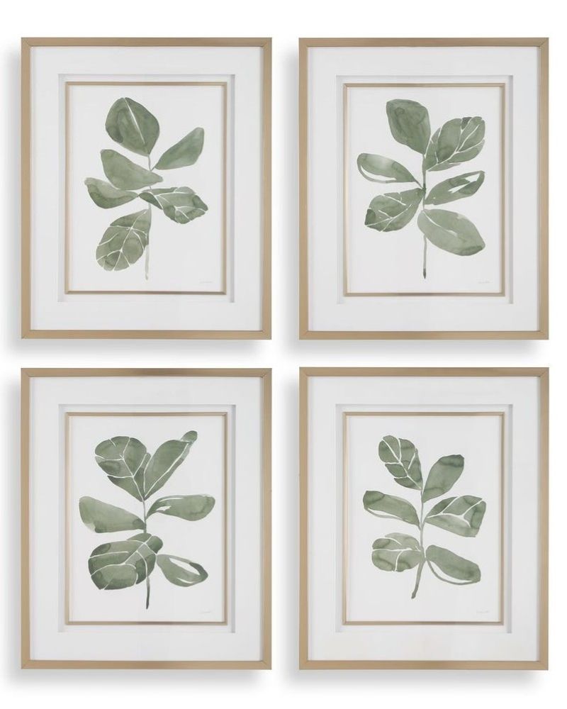 Fiddle Head Leaf Framed Prints (Set of 4)