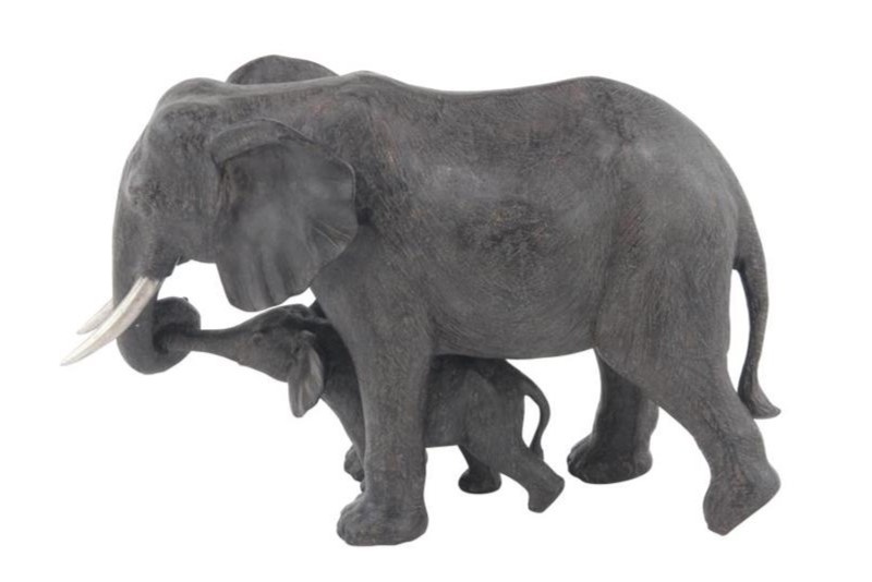 Gray Polystone Elephant Sculpture