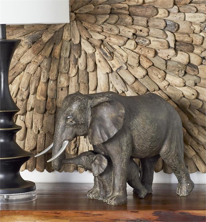 Gray Polystone Elephant Sculpture