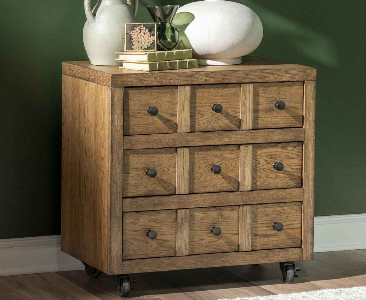 Country Living 3-Drawer Nightstand with Casters