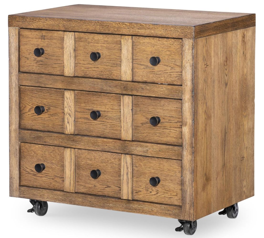 Country Living 3-Drawer Nightstand with Casters