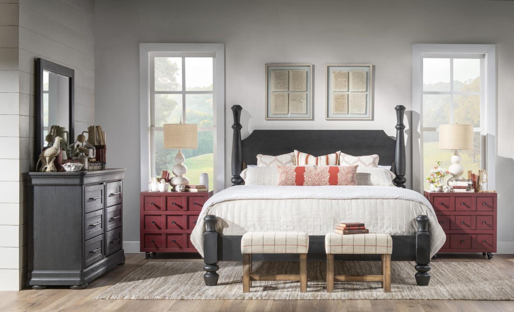 Country Living 3-Drawer Nightstand with Casters