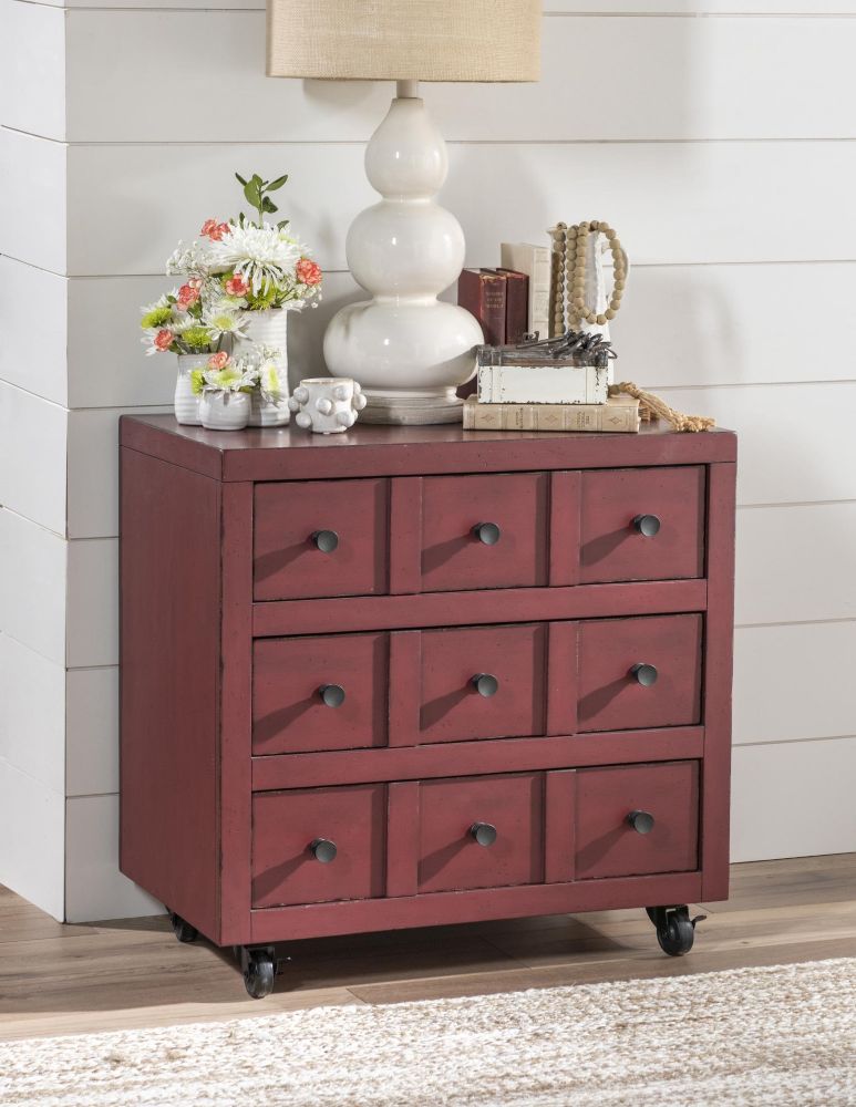 Country Living 3-Drawer Nightstand with Casters