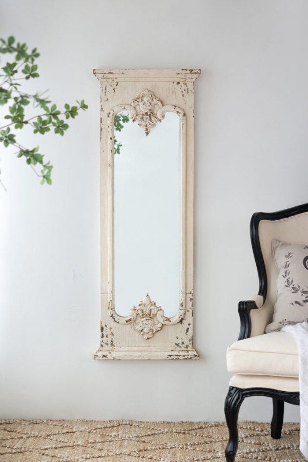 Distressed White Mirror Old Cannery Furniture