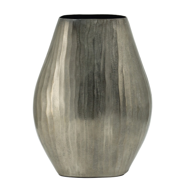 Aluminum Layered Chisel Oval Vase