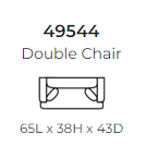 Diagram of the 495 Stanton double chair showing dimensions.