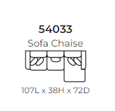 Diagram of the 540 Stanton sofa chaise showing dimensions.