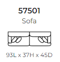 Diagram of the 575 Stanton sofa showing dimensions.