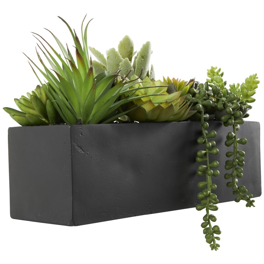 Green Faux Foliage in Planter