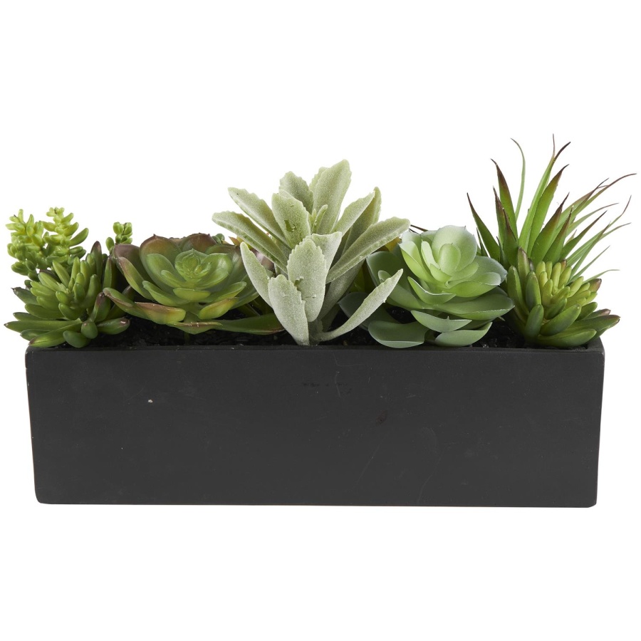 Green Faux Foliage in Planter
