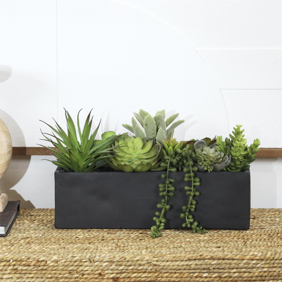 Green Faux Foliage in Planter