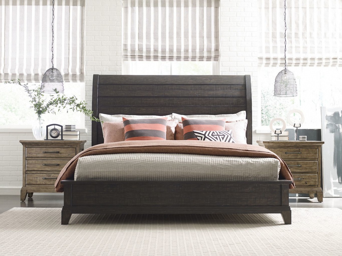 Plank Road Charcoal Sleigh Bed